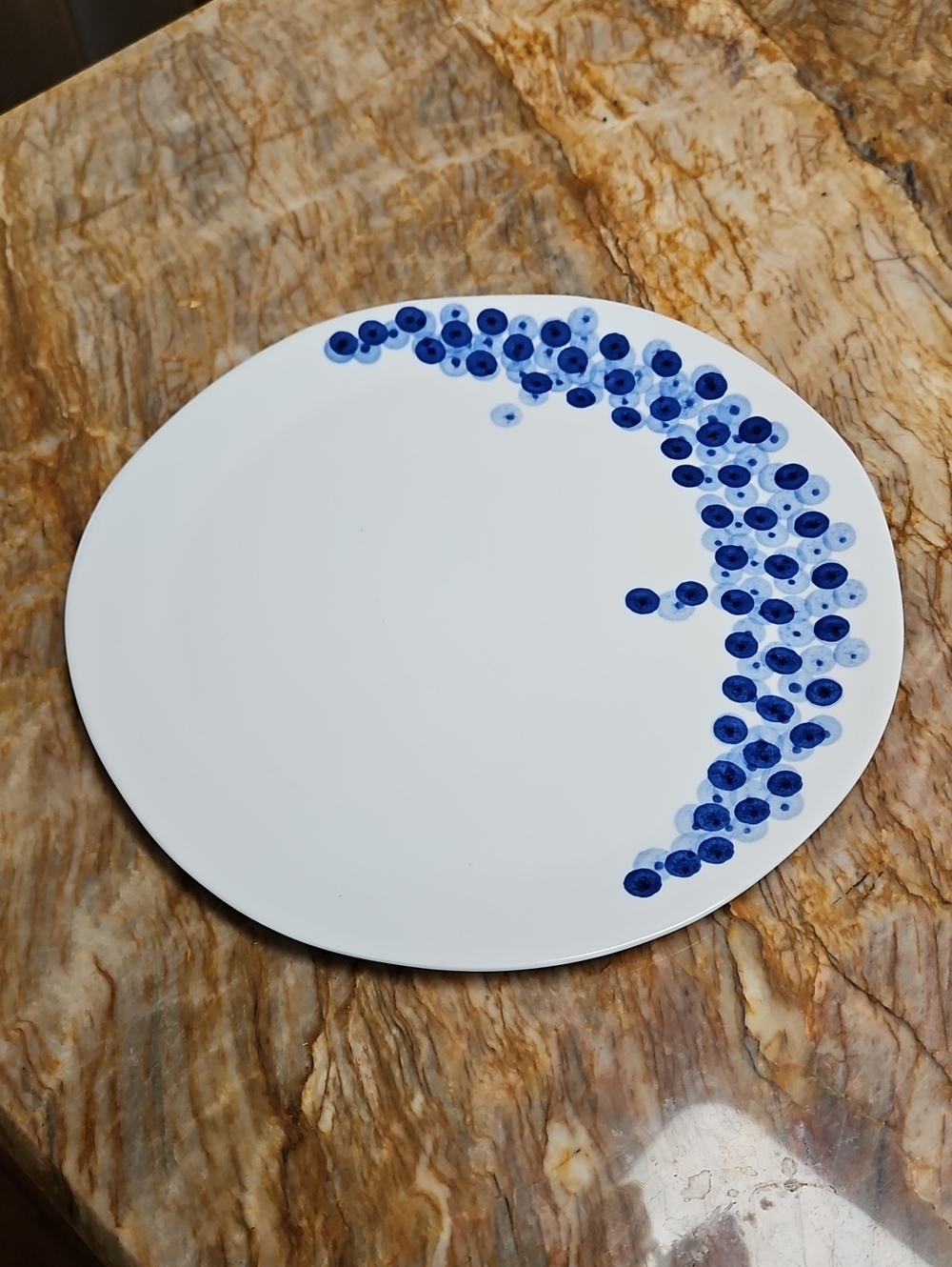 Crate & Barrel Rika Blueberry Dot Porcelain Serving Platter – 10.75"  Plate
